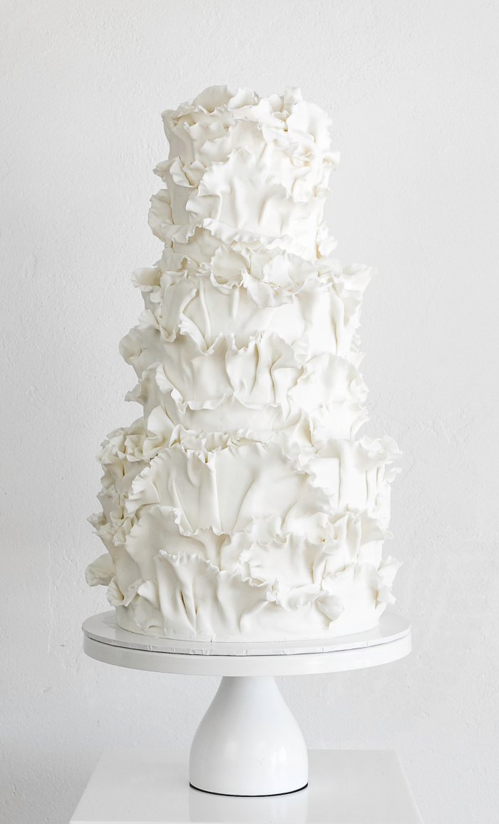 ruffle textured modern wedding cake